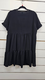 Shein Black Baby doll dress, v neck, cap sleeve - L