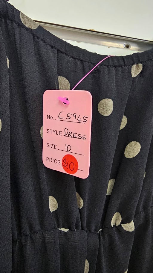 Pagani Black/Spots Strappy Short Chiffon Dress - 10