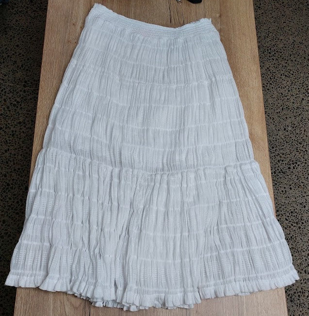 Whistle White Shirred Cotton Skirt - 18