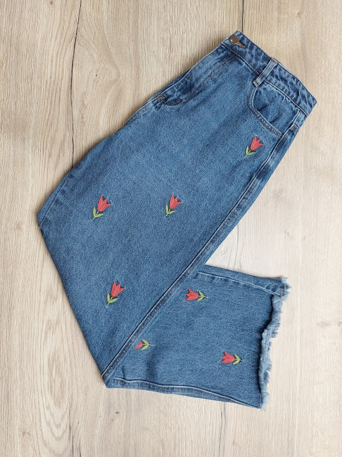 Princess Highway Jeans with Embroidered Tulips - 12