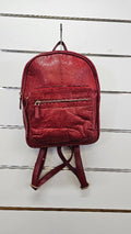 Red Leather Backpack - One Size