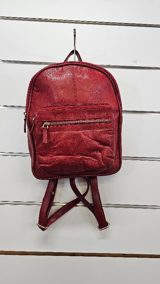 Red Leather Backpack - One Size