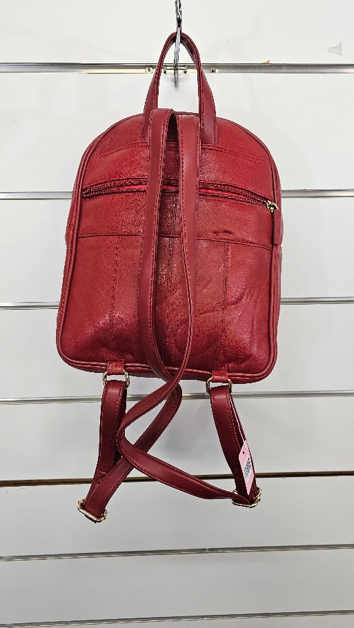 Red Leather Backpack - One Size