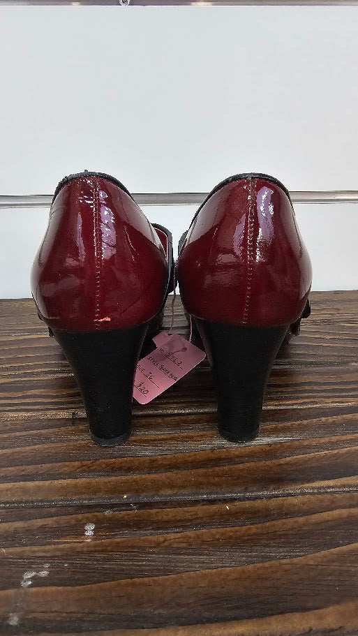 Django & Juliette Burgundy Patent Block Heel Mary Jane - 36