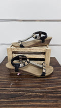 Auyi Shoes Black/Gold Rose Gold Wedge Sandal - 36