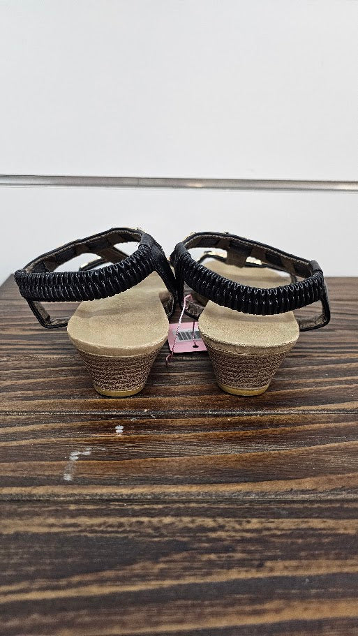 Auyi Shoes Black/Gold Rose Gold Wedge Sandal - 36