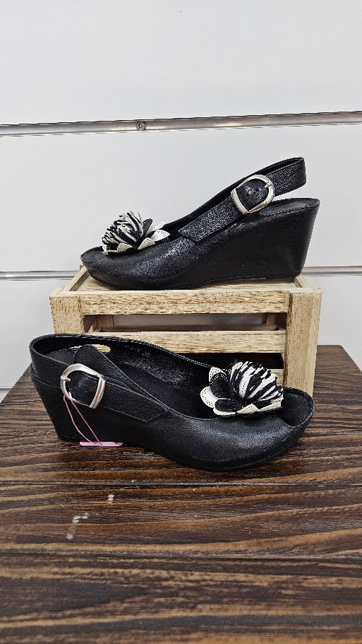 Effegie Black Peeptoe Wedge Heel - 36
