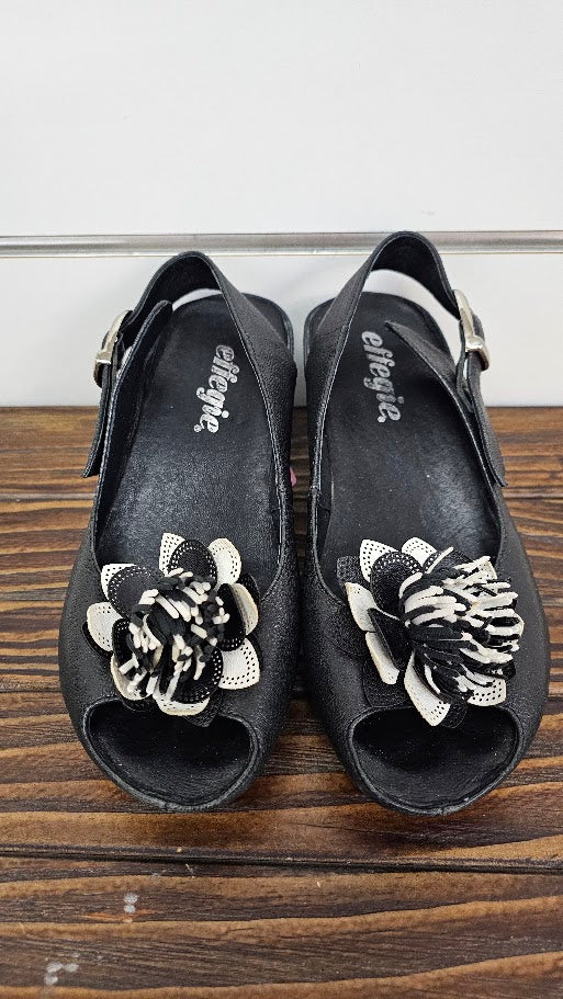 Effegie Black Peeptoe Wedge Heel - 36