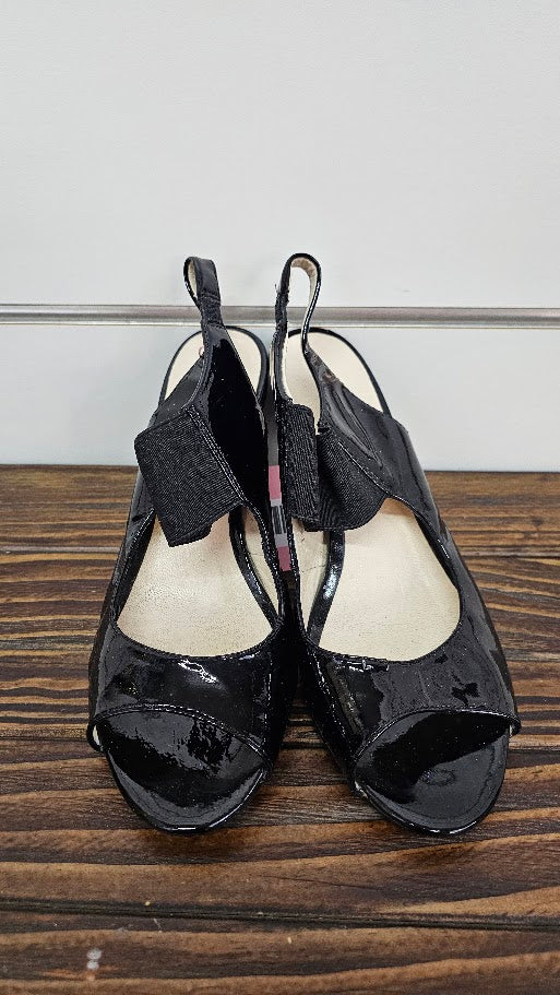 Bruno Premi Black Patent Peeptoe Block Heel Boot - 36