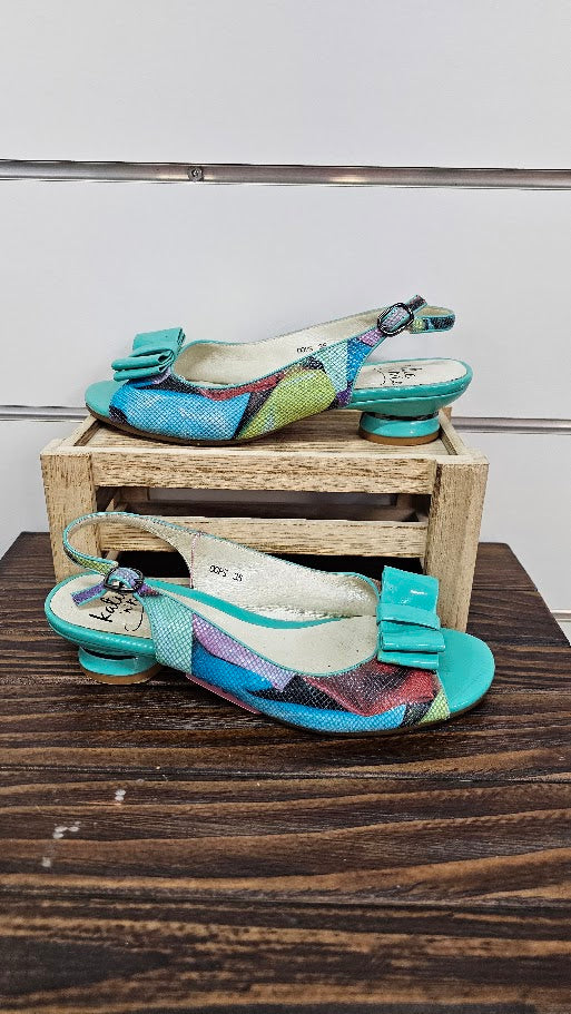 Katie N Me Cyan Bow Peeptoe Sandal - 35