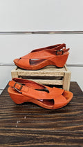 Django & Juliette Orange Peeptoe Crossover Heel - 36