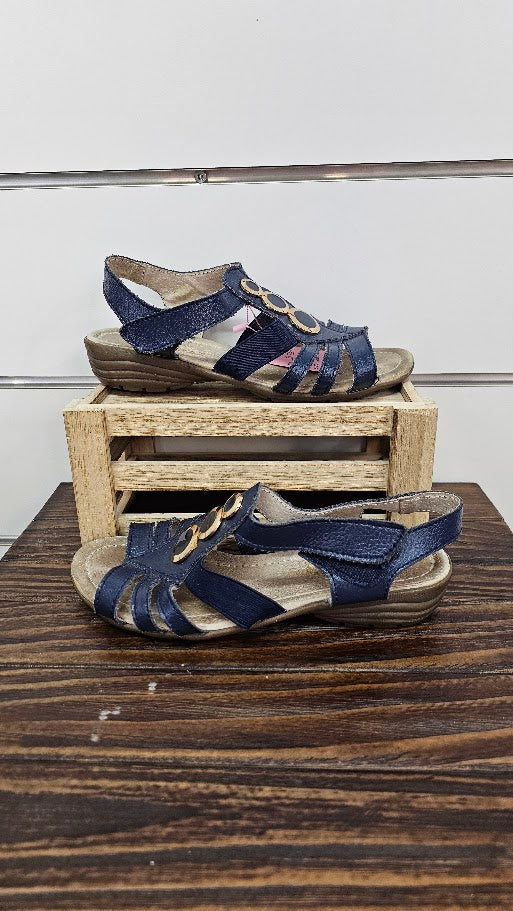 BareTraps Navy Blue Velcro Sandal - 36