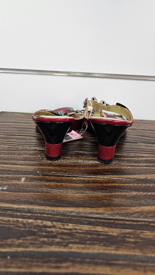 Chrissie Collections Burgundy Wedge Heel Sandal - 36