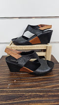 Effegie Black/Brown Wedge Sandal - 37