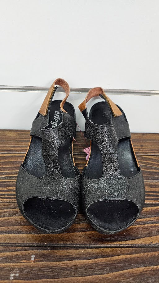 Effegie Black/Brown Wedge Sandal - 37