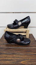 Django & Juliette Black Block Heel Strap Shoe - 36