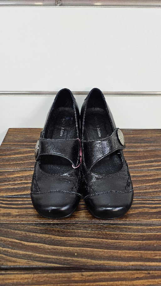 Django & Juliette Black Block Heel Strap Shoe - 36