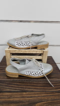 Sakura Grey/White Lace Up Open Heel Shoes - 5