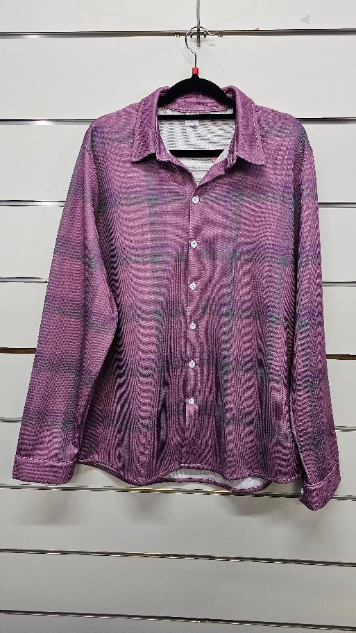 Purple/Pink Plaid Button Up Shirt - L