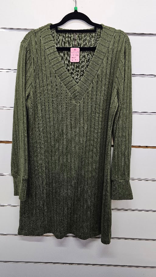 Avo Green V-Neck Long Sleeve Tunic - XL