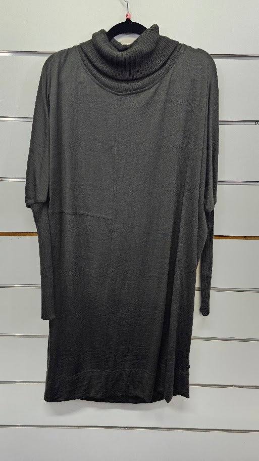 FOIL Deep Green Merino Cowl Neck Tunic - S