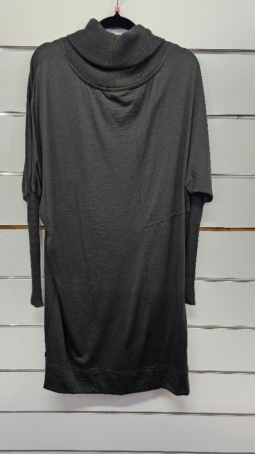 FOIL Deep Green Merino Cowl Neck Tunic - S