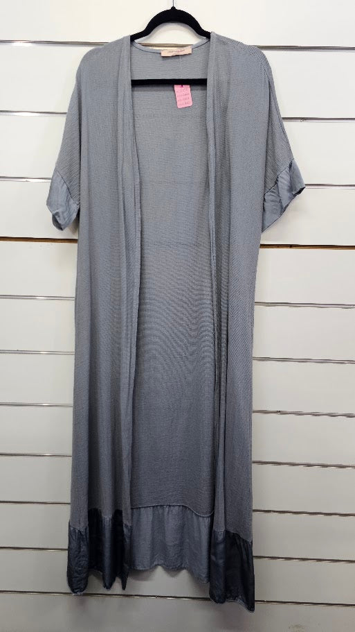 Wednesday Lulu Grey Linen Cotton Long Cardi - OSFA