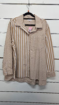 Zest Latte/White Striped Cotton Shirt - 14