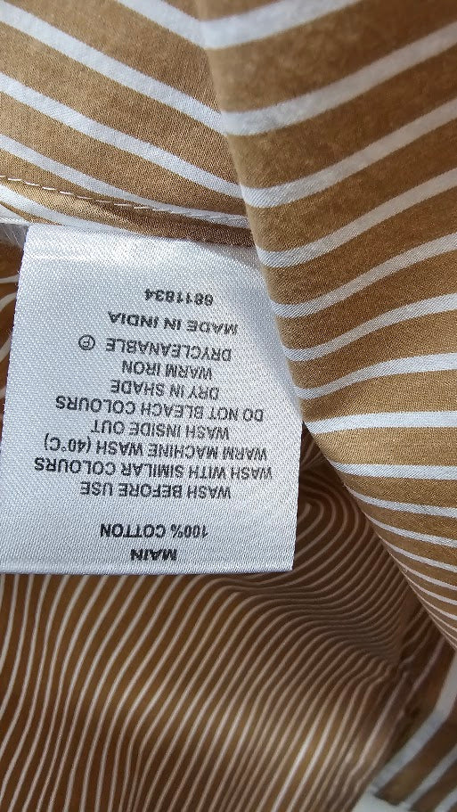 Zest Latte/White Striped Cotton Shirt - 14