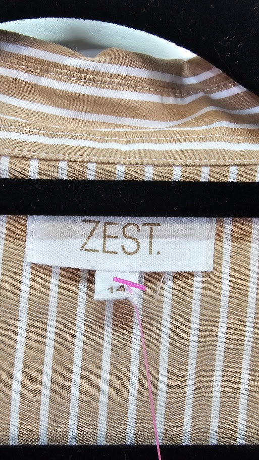 Zest Latte/White Striped Cotton Shirt - 14