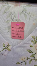 Purple Floral V-Neck Blouse - L
