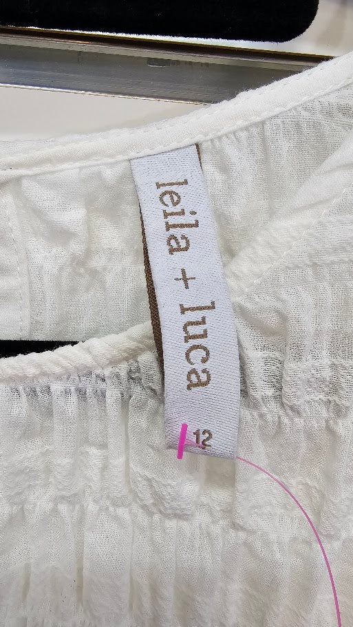 Leila Luca White Lace Detail Cotton Blouse - 12