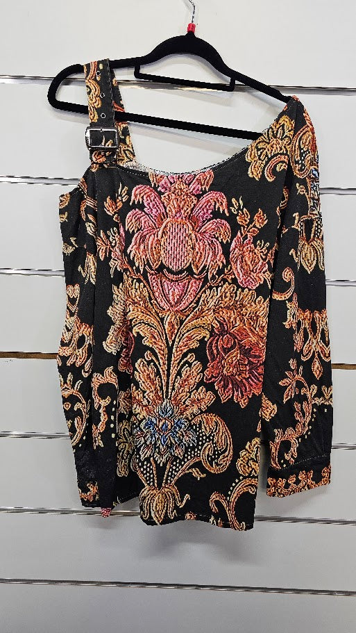 Multi Long Sleeve Top with Belt Detail - L