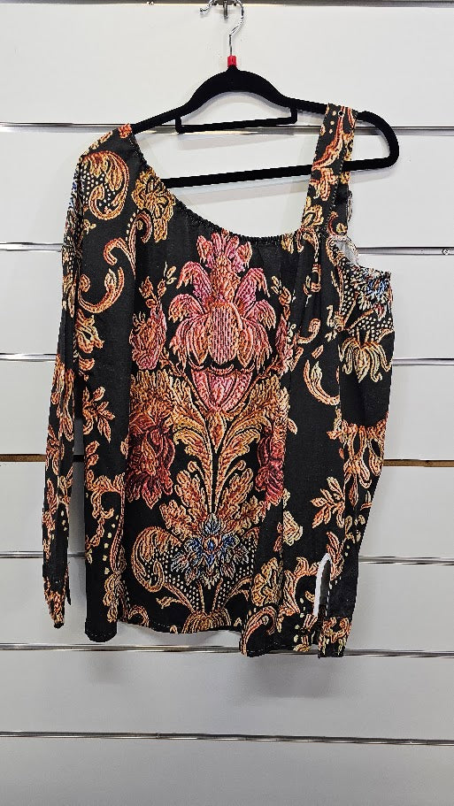 Multi Long Sleeve Top with Belt Detail - L