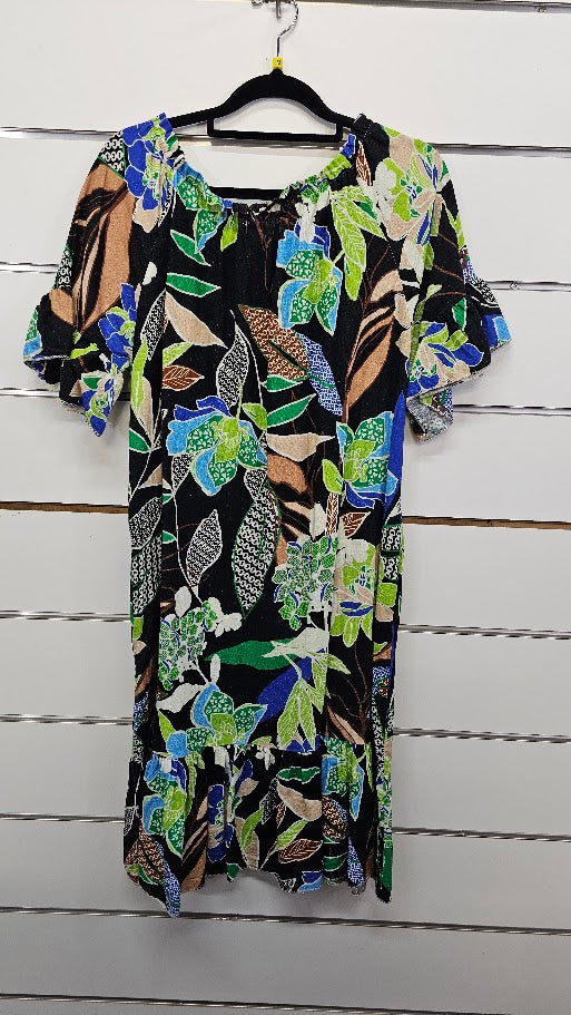 Wednesday Lulu Green Floral Linen Dress - M