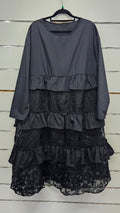 Black Layered Long Sleeve Dress - XL