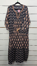 Boho Print Cotton Tiered Maxi Dress - XL