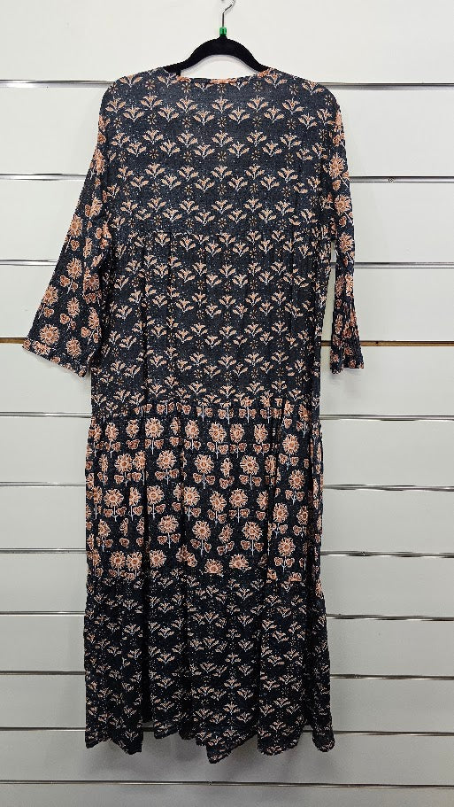 Boho Print Cotton Tiered Maxi Dress - XL