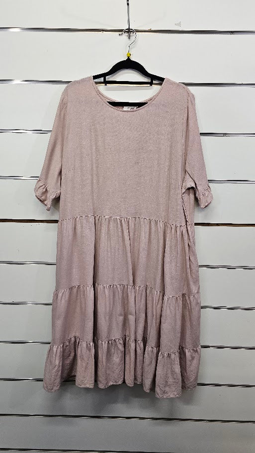Studio Curve Pink Tiered Knee Length Dress - 16