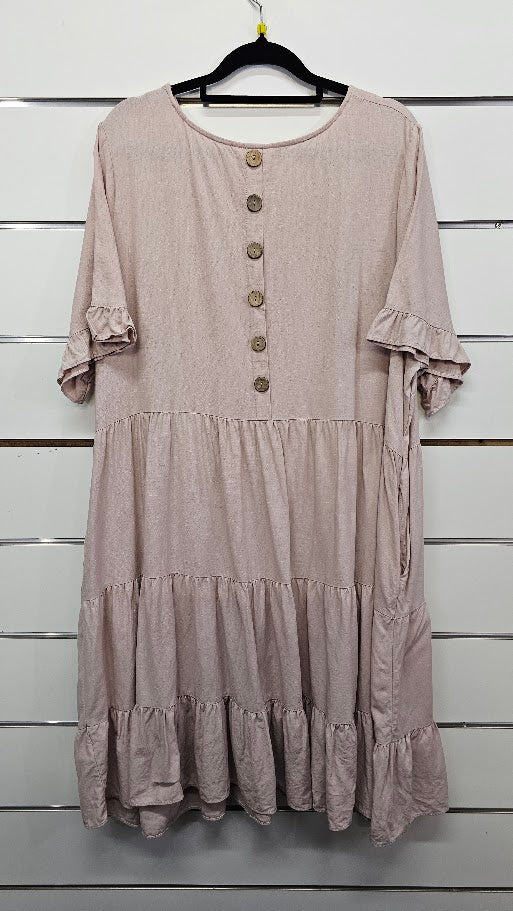 Studio Curve Pink Tiered Knee Length Dress - 16