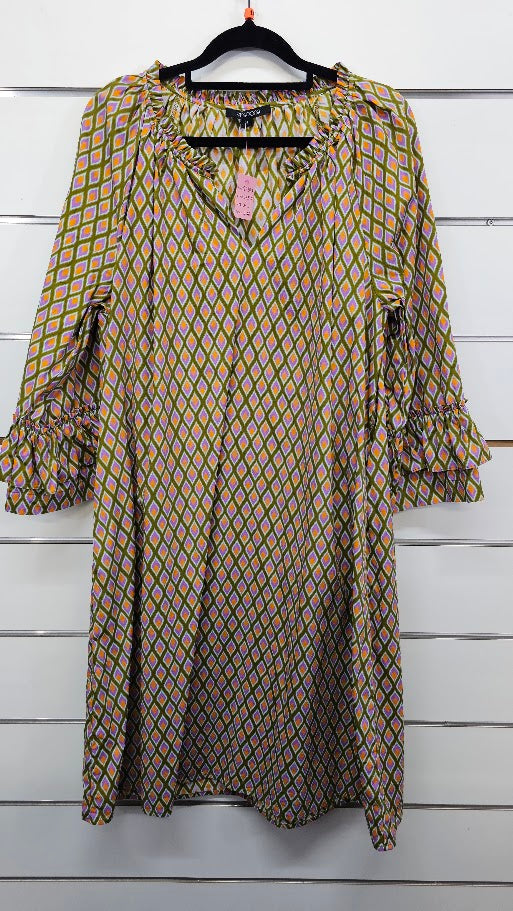 pingpong Purple/Green/Orange Cotton Dress - 14