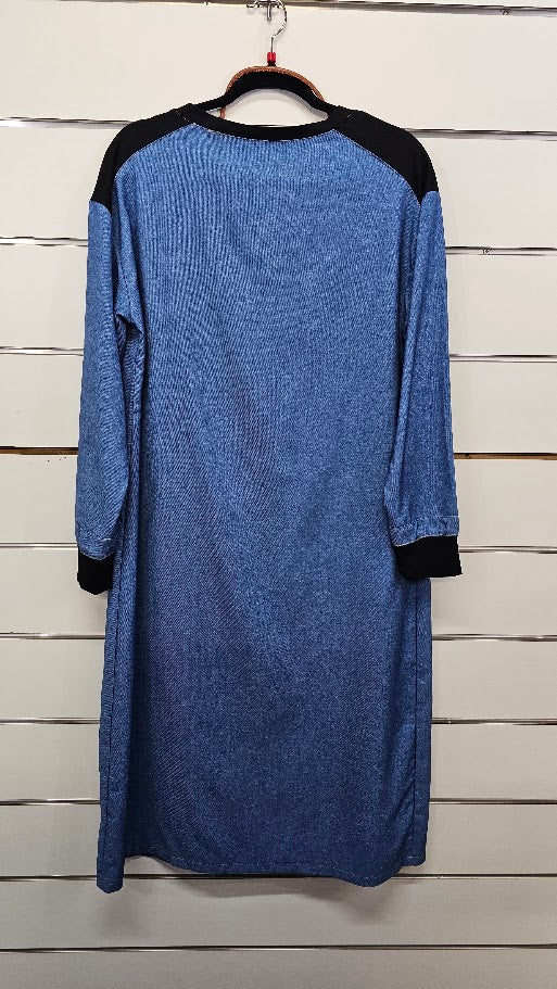 Blue/Black Denim Look Dress - L