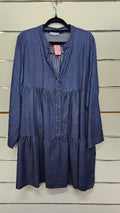 TLL Made in Italy Denim Blue Lyocell Dress - L/XL