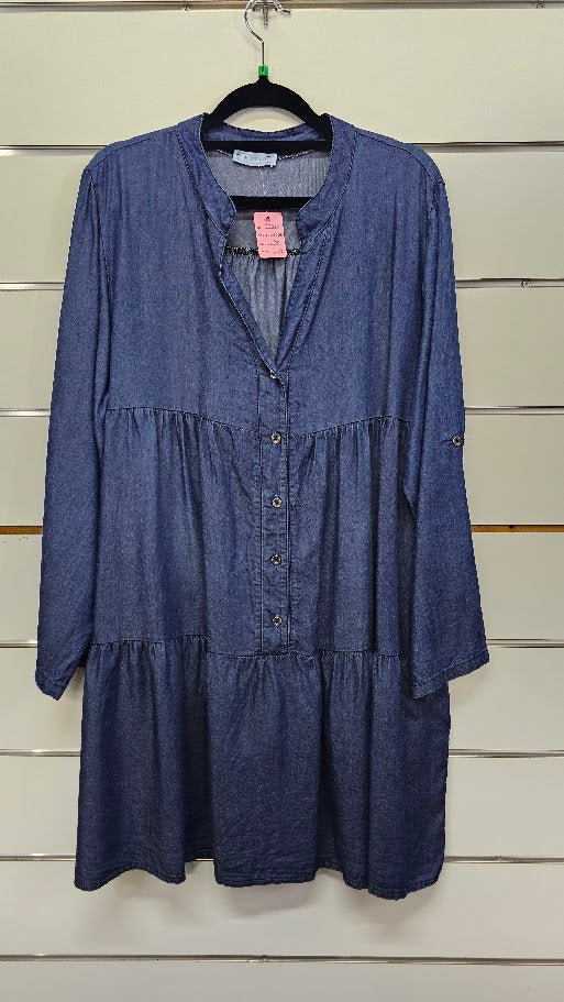 TLL Made in Italy Denim Blue Lyocell Dress - L/XL