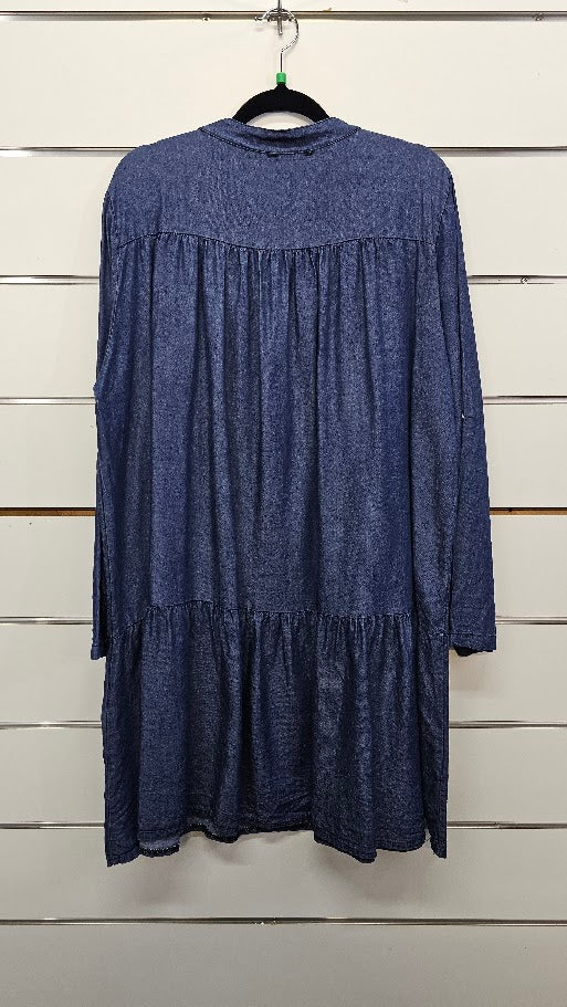 TLL Made in Italy Denim Blue Lyocell Dress - L/XL