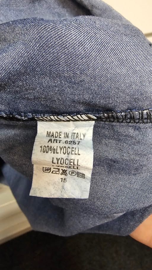 TLL Made in Italy Denim Blue Lyocell Dress - L/XL