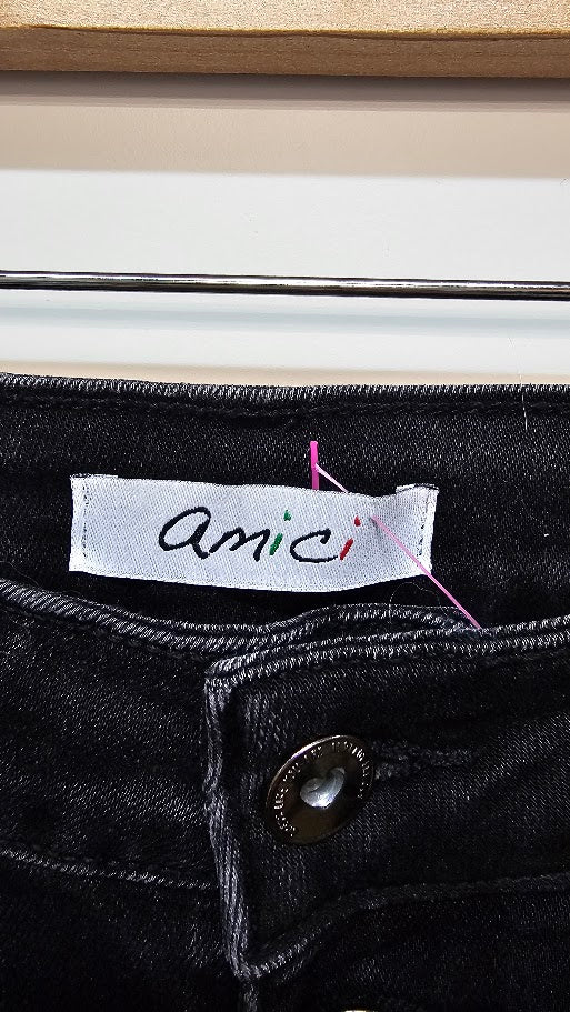 Amici Black Denim Patch Pants - 14/16