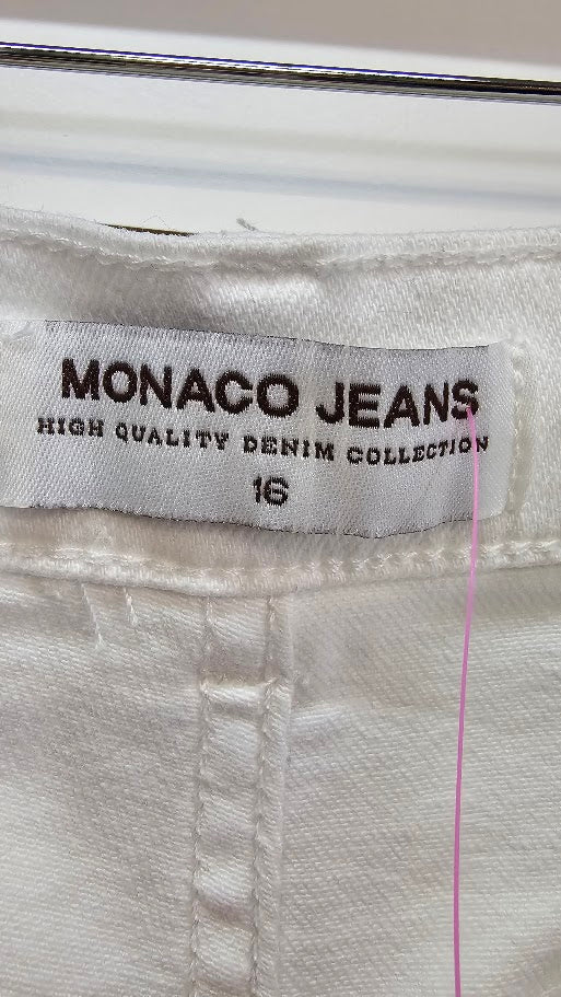 Monaco Jeans White Wide Leg Denim Jeans - 16