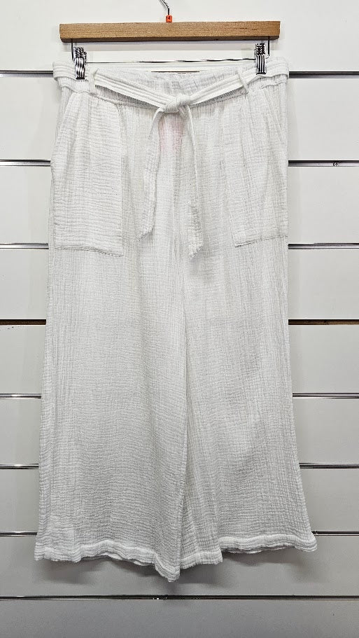Zest White Wide Leg Cotton Pants - 14