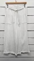 Zest White Wide Leg Cotton Pants - 14